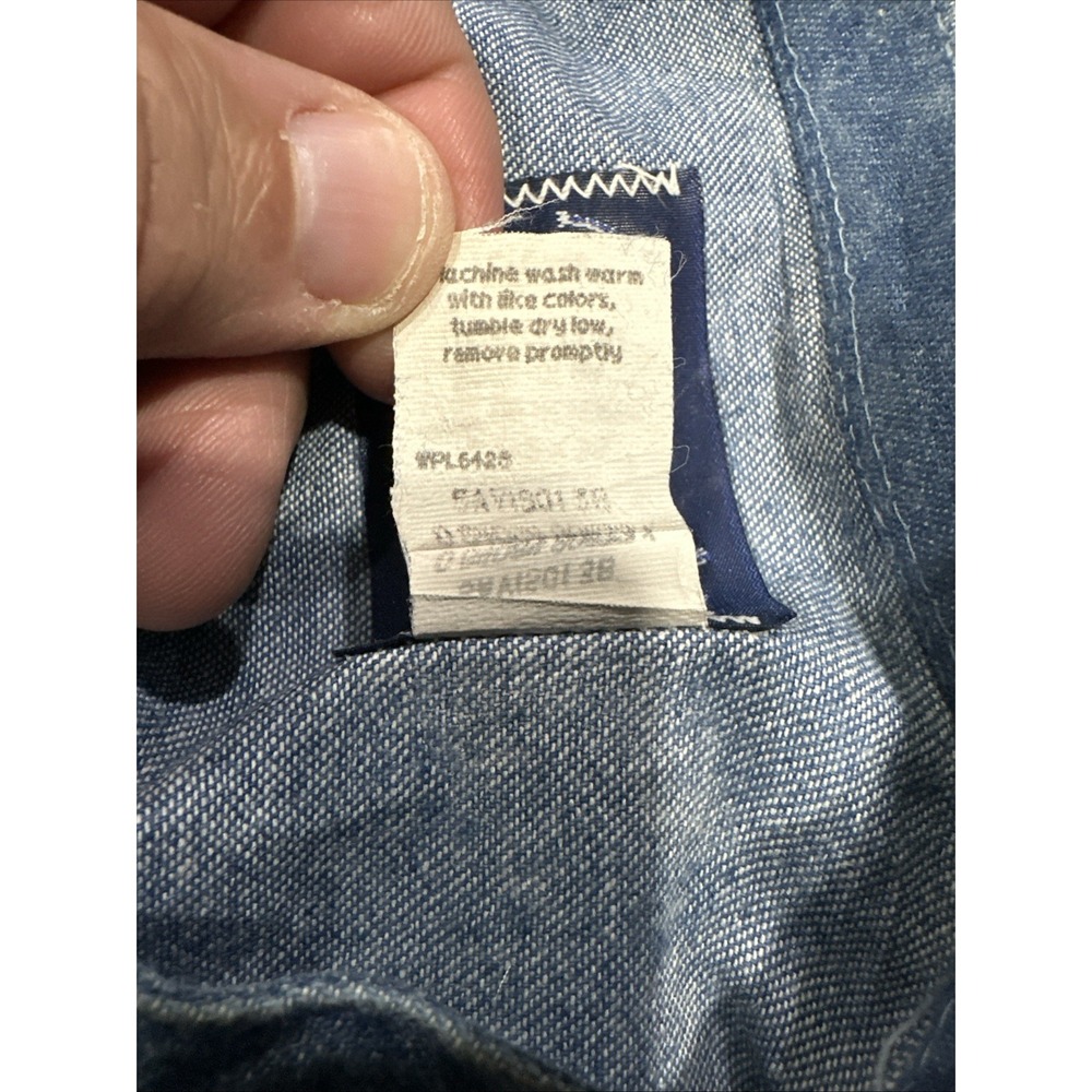 Vtg Mens 16 1/2-35 - WRANGLER X-Long Tails Western Cowboy Denim Jean Shirt - Picture 8 of 11